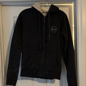 Black Zip-Up Hoodie with Logo